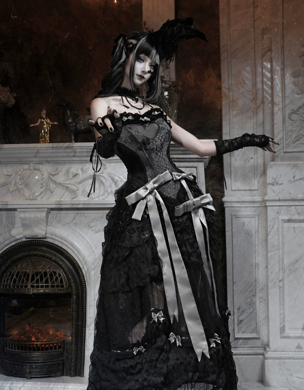 Cupid's box: rococo corset dress with fishbone bust – slim-fit halloween long dress