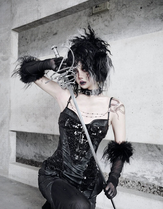 Original ◆ Snake eyes shadow snake pattern stretch gothic suspender dress dress mermaid dress christmas halloween dress