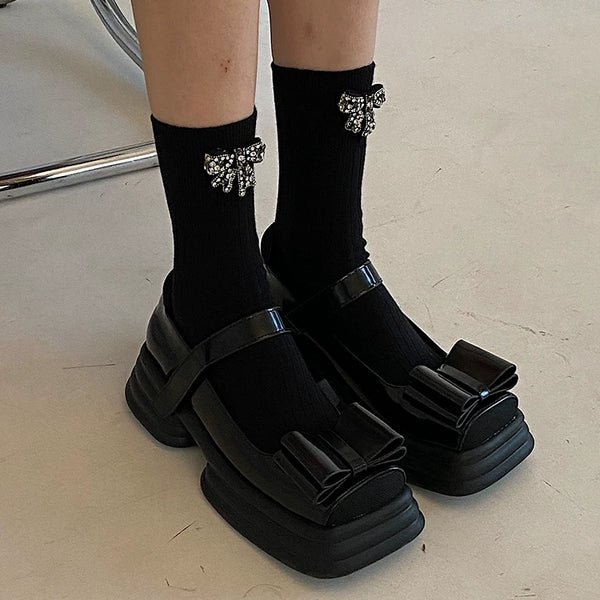 Collection grade! Exquisite full score, original designer fashion handmade bow bead socks calf socks