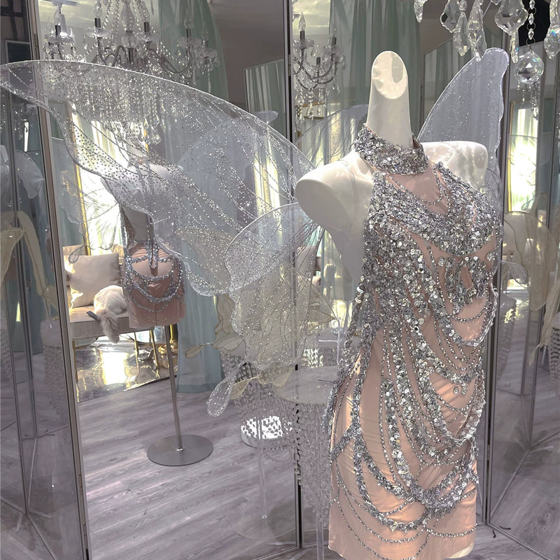 Handmade personalized rhinestone birthday elegant socialite halterbackless taylor swift same style dress