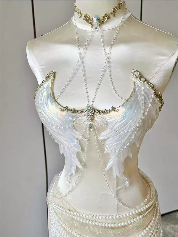 Original design crystal butterfly bustier - light purple ethereal dream handmade butterfly corset top