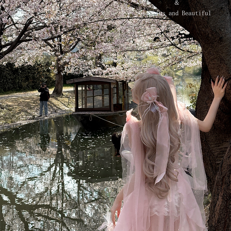 Pink off-the-shoulder bandeau dress - romantic french fairy princess dress