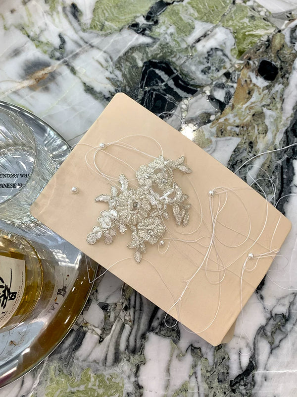 Fashion niche tassel three-dimensional sweet lace pearl handmade socks one-piece socks white bridal wire stockings