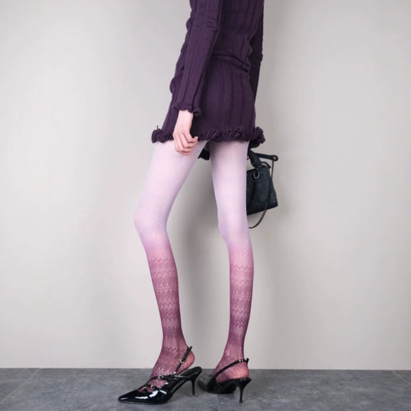 Everything is free verse~ trend fashion gradual change wavy stockings high-end lace stitching thin pantyhose