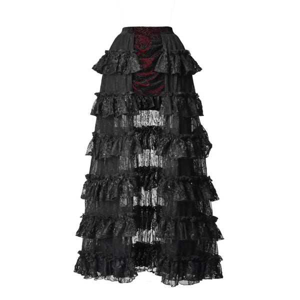 Original gothic tiered train midi skirt - perfect for parties, christmas, and winter events