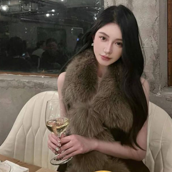 Pure desire Mao Mao warm scarf fur scarf French noble temperament thickened neck protection fur collar large scarf thousand gold wind