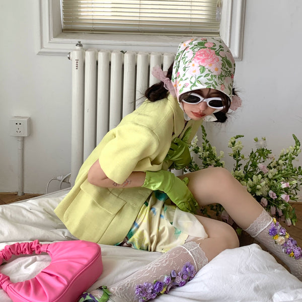 Fashion niche dream absolute purple bow cotton sweet art French retro stacking socks children