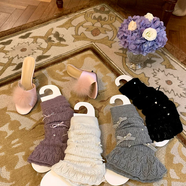 Fashion Niche Bow Socks Ballet Calf Socks Sweet Girls Rhinestones Fashion Pile Socks