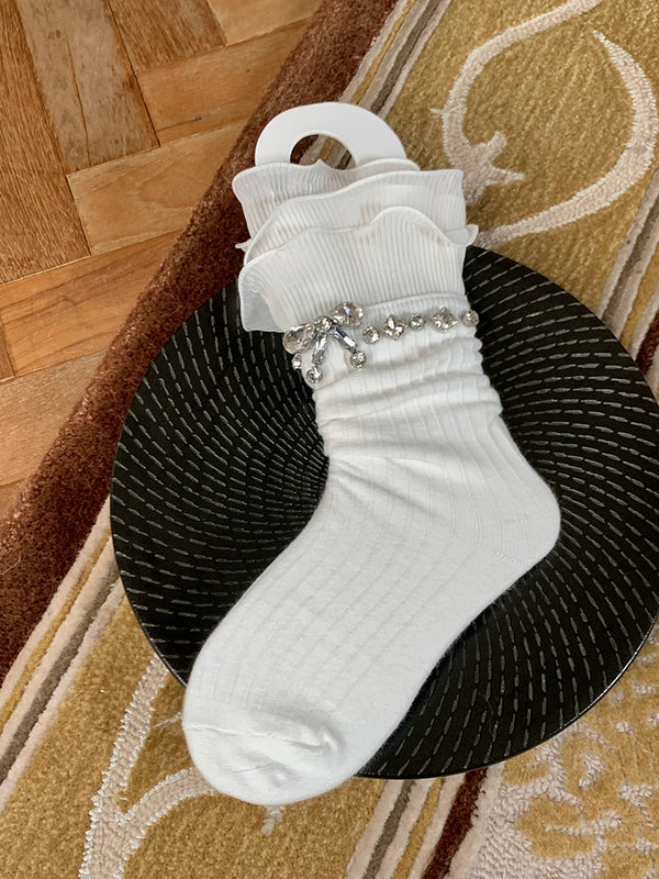 Fashion Original Design Ballet Wind Flash Diamond JK Socks Women's Medium Tube Lolita Socks Japanese Can College Wind Socks