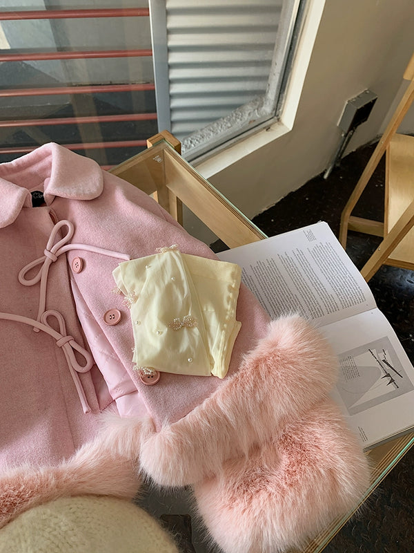 Fashion original niche design bow crystal pearl milk white one-piece socks sexy college style stockings