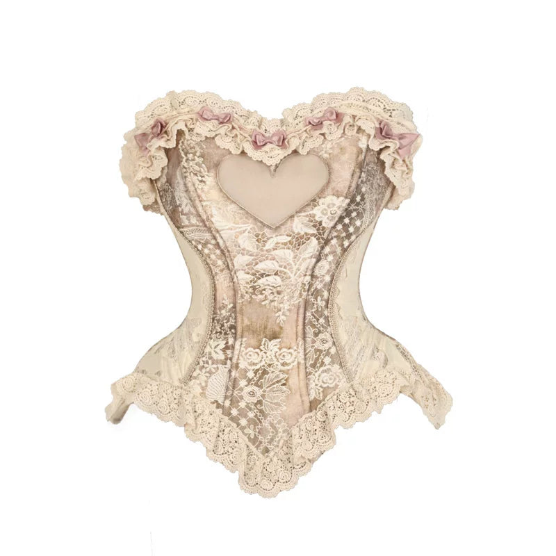 Heart-shaped fishbone corset top - court style waist cincher - fitted christmas top