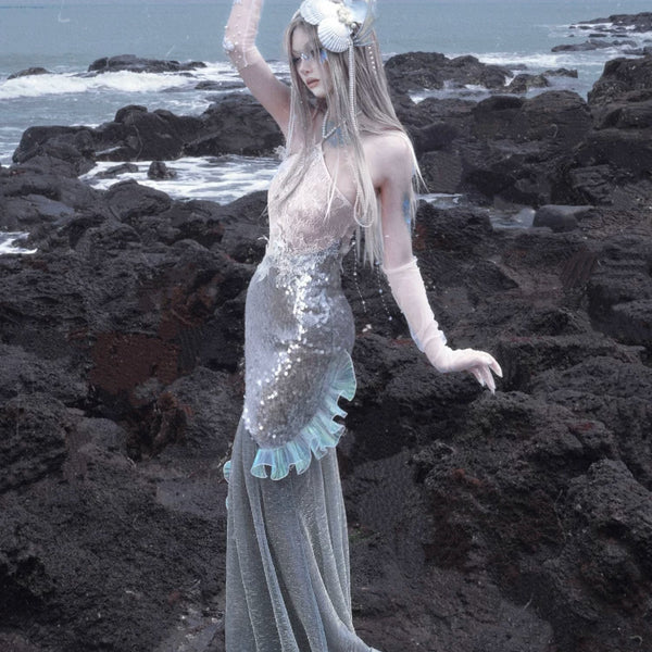 Mermaid Seaside Vacation Heavy Industry Sequins Polarized Fishtail Dress Christmas Dress Birthday Party Dress