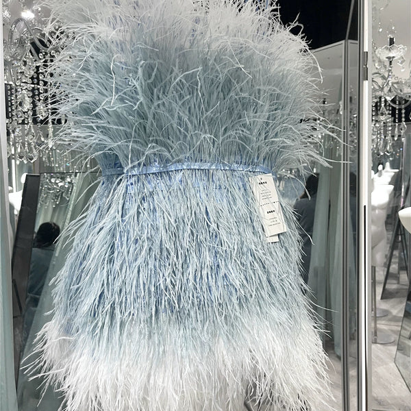 Thousand gold sense of design white swan birthday party heavy industry feather ostrich feather accessible luxury evening dress dress