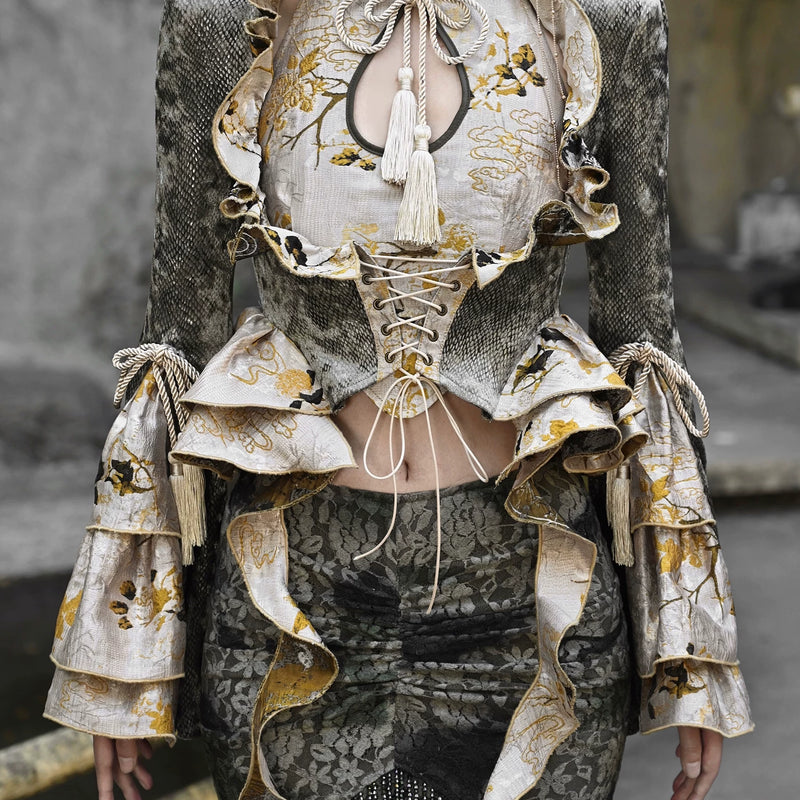 Spring Dragon Festival New Chinese Style Tassel Lace Snake Pattern Short Jacket Cardigan Christmas