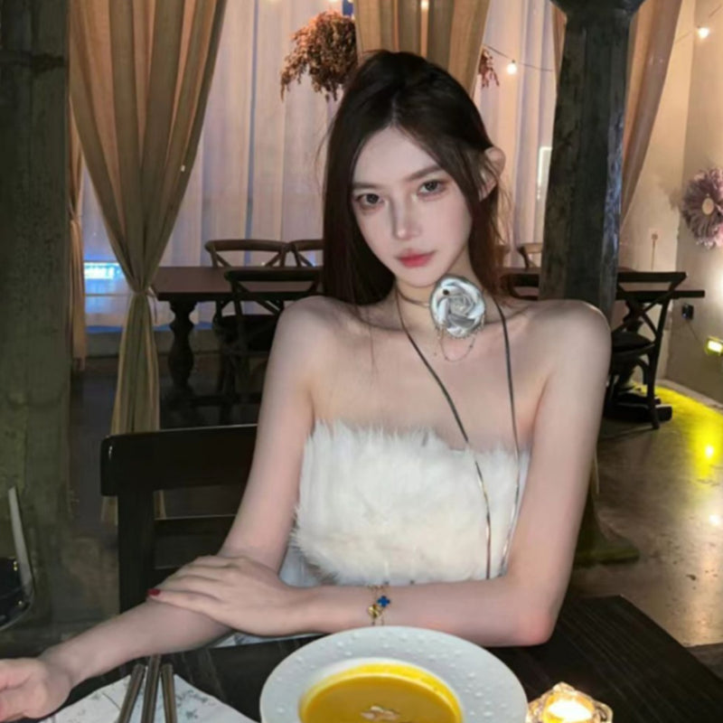Pure desire hot girl sexy tube top vest short skirt fashion suit women's navel small man chest wrap hip skirt