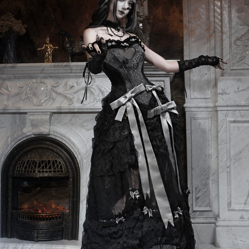 Cupid's box: rococo corset dress with fishbone bust – slim-fit halloween long dress