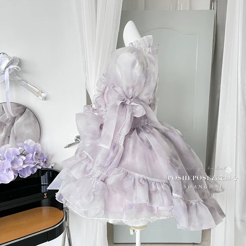 High-end custom-made iris heart thoughts·her lifelong dream jade smoky purple birthday dress