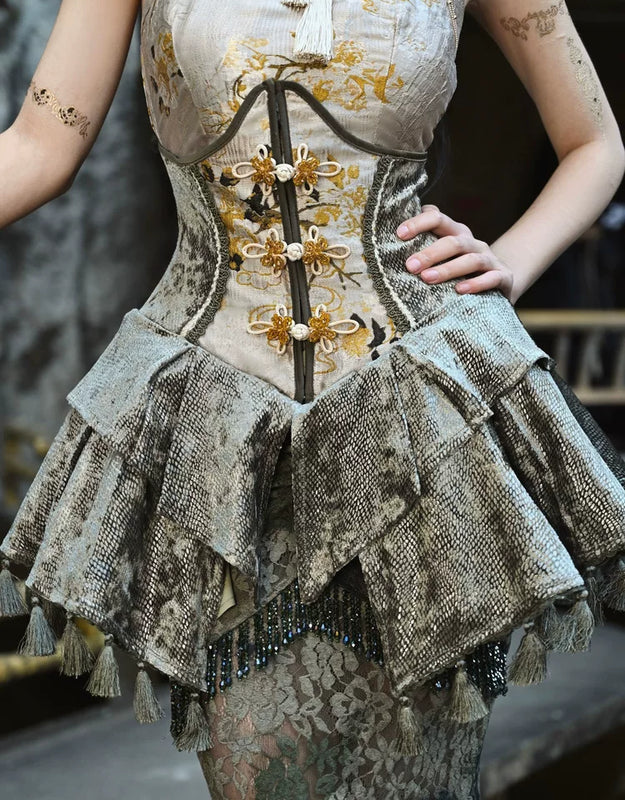 Spring Dragon Festival New Chinese-style disc buckle slim fish bone elastic waist girdle waist seal Christmas