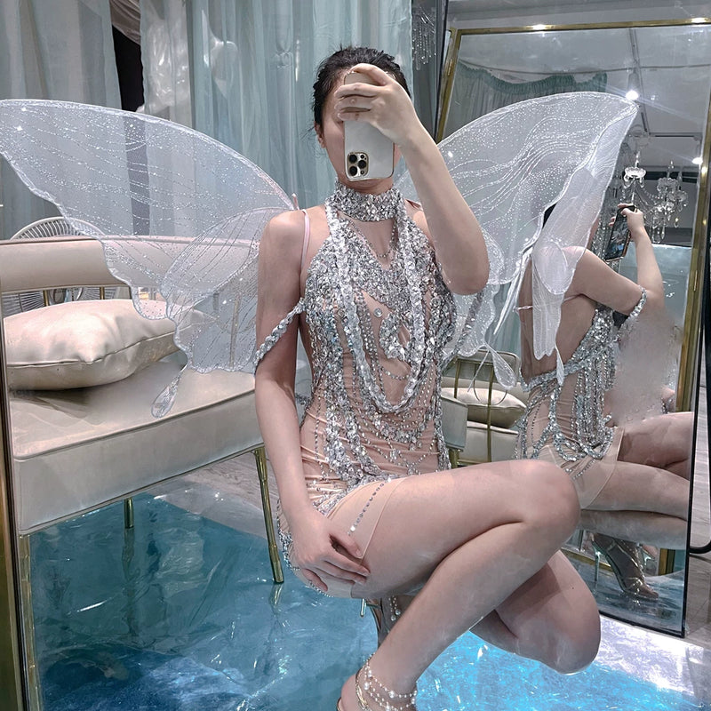 Handmade personalized rhinestone birthday elegant socialite halterbackless taylor swift same style dress