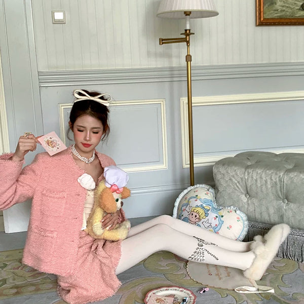 Fashion niche atmosphere bow rhinestone belly lift hip pressure thin autumn and winter warm pantyhose women