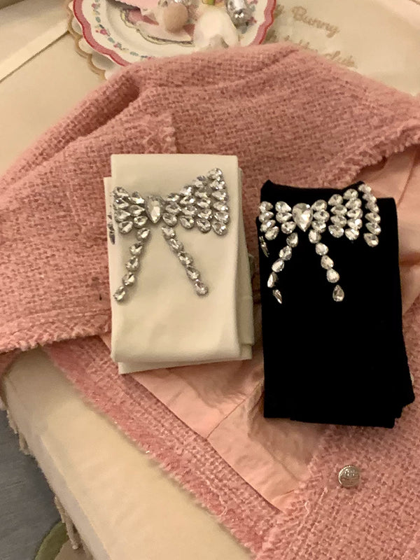 Fashion niche atmosphere bow rhinestone belly lift hip pressure thin autumn and winter warm pantyhose women