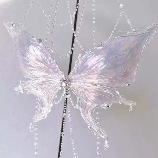 Original design crystal butterfly bustier - light purple ethereal dream handmade butterfly corset top