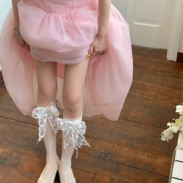 Fashion niche design big bow lace lolita medium tube socks lolita princess style Japanese jk socks
