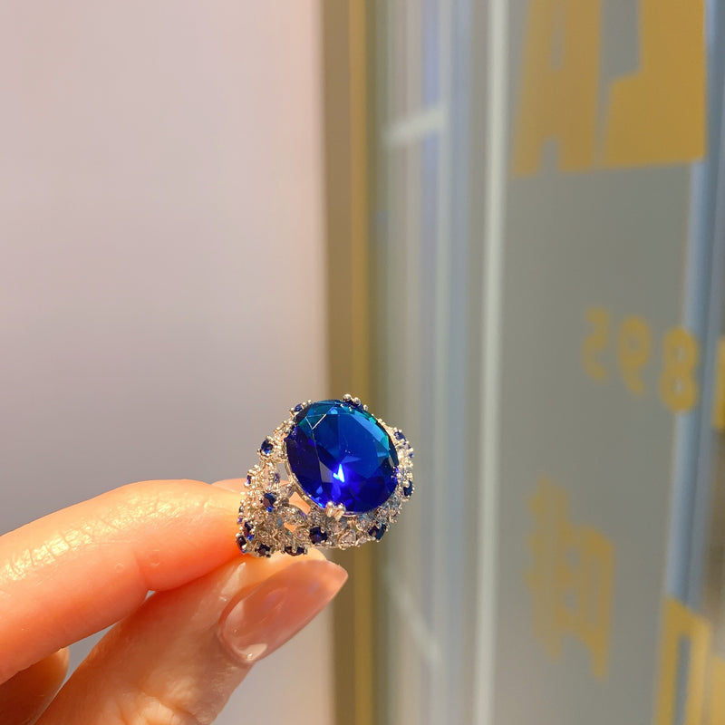 Zhuang Shengsheng Jewelry European and American Color Treasures European and American Popular Temperament Jewelry Retro Ring Main Stone 12 * 14
