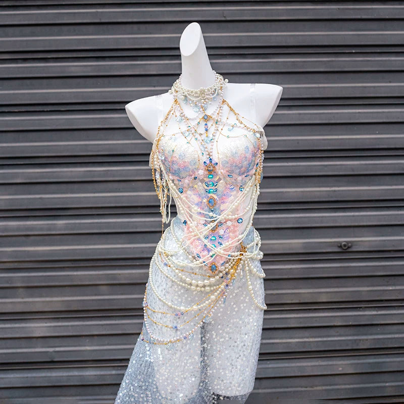 Blue and pink heavy industry mermaid princess scale bra xishuangbanna travel photography photo costume halloween clothes