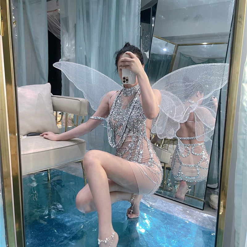 Handmade personalized rhinestone birthday elegant socialite halterbackless taylor swift same style dress