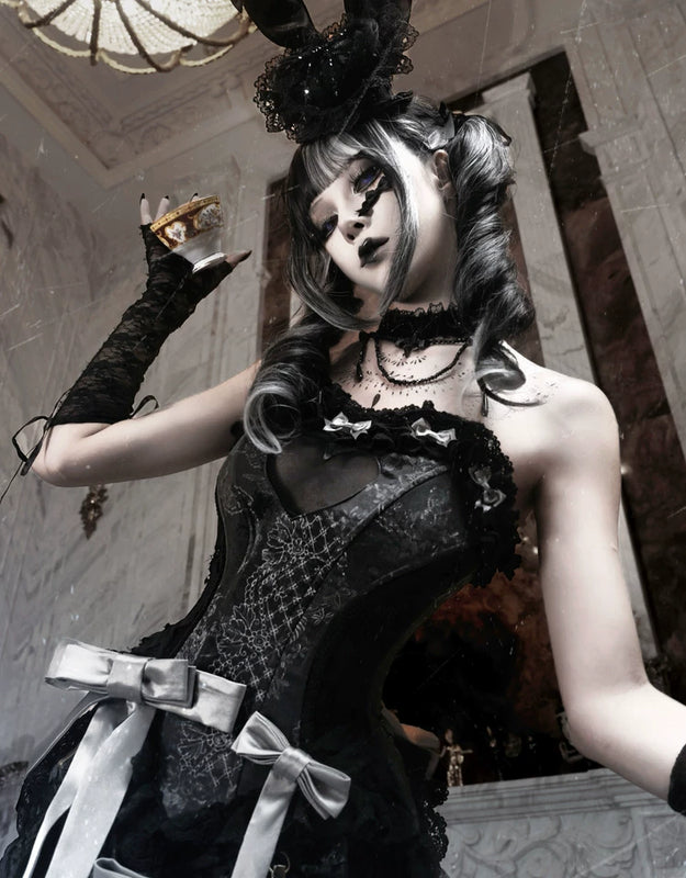 Cupid's box: rococo corset dress with fishbone bust – slim-fit halloween long dress