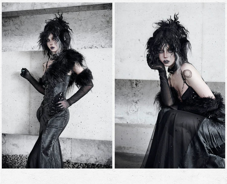 Original ◆ Snake eyes shadow snake pattern stretch gothic suspender dress dress mermaid dress christmas halloween dress