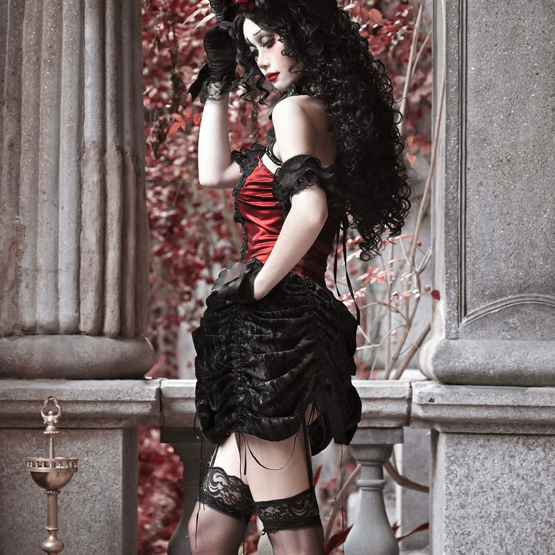 Duchess gothic spiderweb heavy industry court slimming strap dress christmas