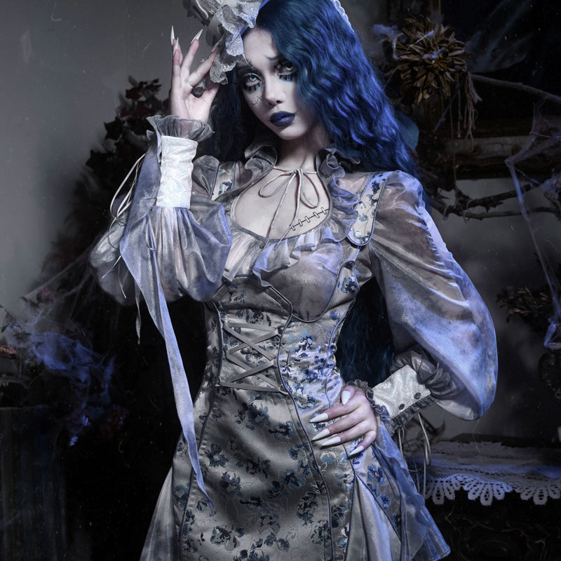 Gothic Jacquard Short Strap Slim Suspender Dress Christmas