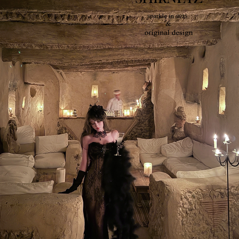 Heavy industry lace waist dress, sexy tube top long dress, more skirts for women