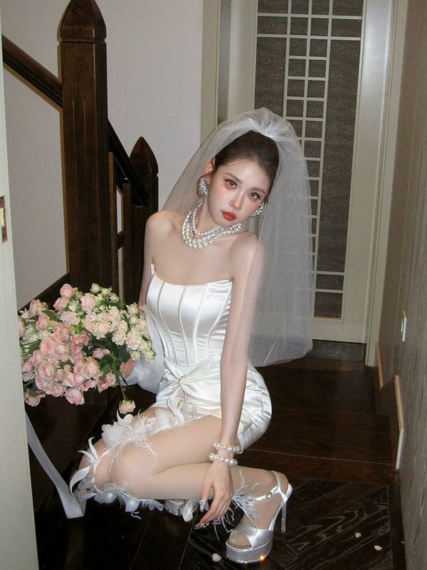 Fashion custom exaggerated sweet white feather pearl handmade socks pantyhose ultra-thin stockings