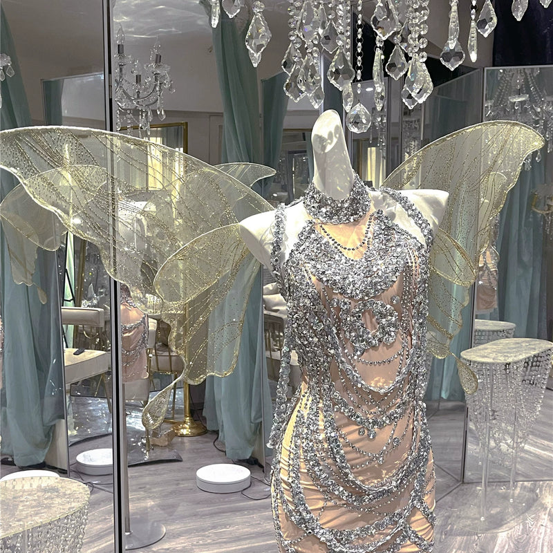 Handmade personalized rhinestone birthday elegant socialite halterbackless taylor swift same style dress