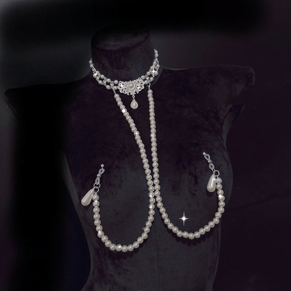 CAROLLL New Chinese Mood for Love Pearl Collar Hairpin Rhinestone Body Chain Milk Clip Silent can be worn out