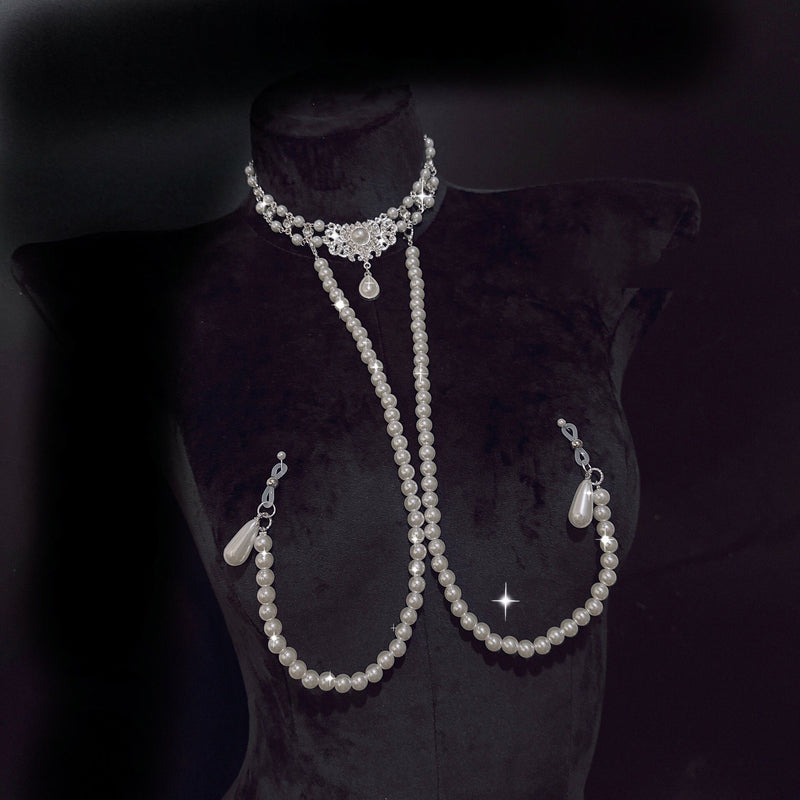 CAROLLL New Chinese Mood for Love Pearl Collar Hairpin Rhinestone Body Chain Milk Clip Silent can be worn out