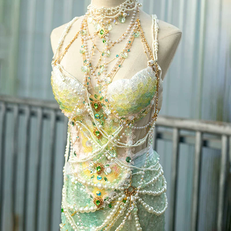 Pink and purple handmade mermaid princess scale bra water performance photography photo halloween cos costume