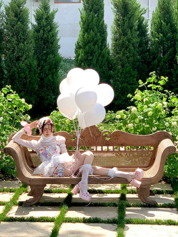 Fashion niche girl heart dark pattern lace calf socks spring and summer ultra-thin Korean girl medium tube socks