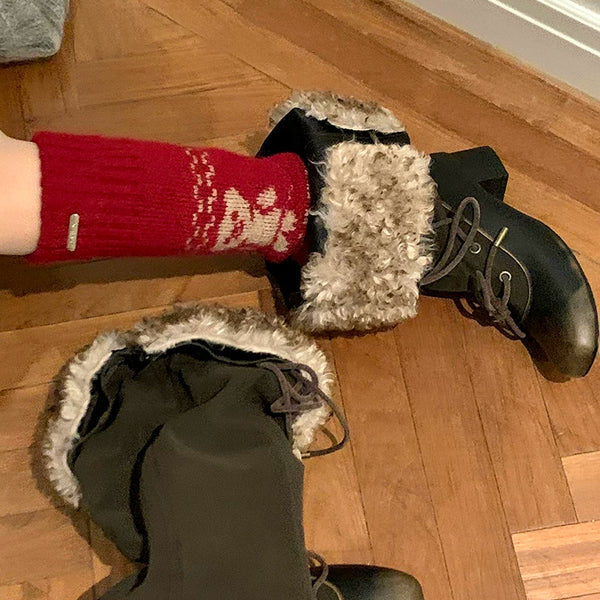 Fashion niche design Dongdaemun same cartoon autumn and winter knitted socks cover long tube thickened warm leg cover