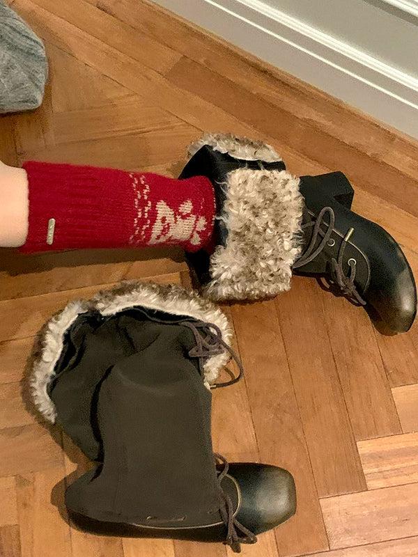 Fashion niche design Dongdaemun same cartoon autumn and winter knitted socks cover long tube thickened warm leg cover