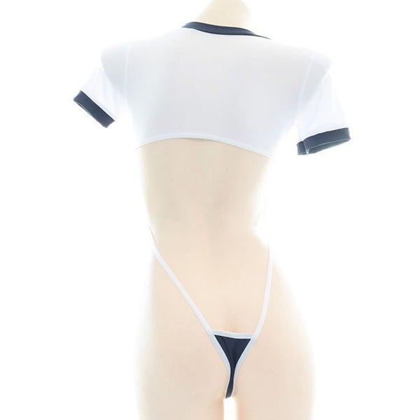 Sexy lingerie Japanese tight fitting high slit tied gymnastics uniform sexy hollow out private room home wear