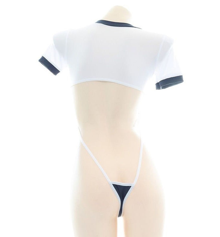 Sexy lingerie Japanese tight fitting high slit tied gymnastics uniform sexy hollow out private room home wear