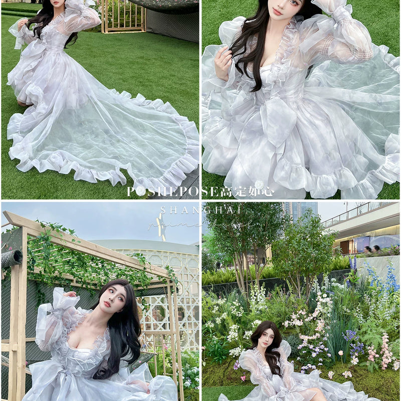 High-end custom-made iris heart thoughts·her lifelong dream jade smoky purple birthday dress