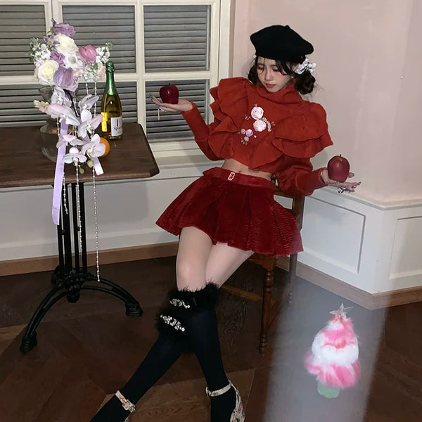 Fashion Niche Socks Full Diamond Hair Bow Medium Tube Socks Pure Desire Wind White Socks Christmas New Year Socks