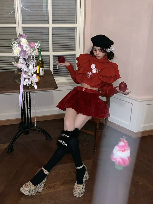 Fashion Niche Socks Full Diamond Hair Bow Medium Tube Socks Pure Desire Wind White Socks Christmas New Year Socks