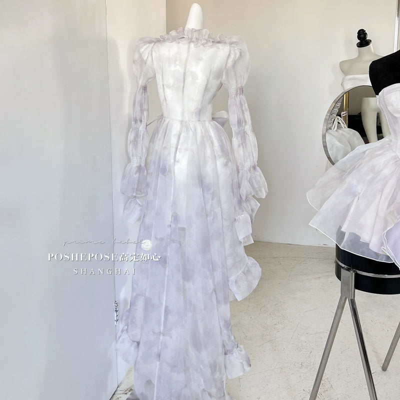 High-end custom-made iris heart thoughts·her lifelong dream jade smoky purple birthday dress