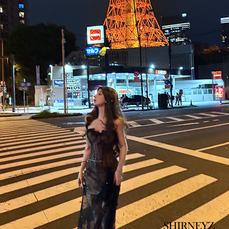 Heavy industry lace waist dress, sexy tube top long dress, more skirts for women